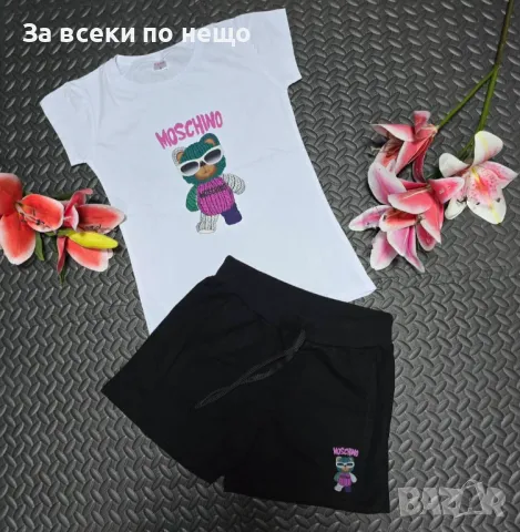 Moschino Дамски Летен Комплект Тениска И Къси Панталонки👚🩳Дамски Къс Екип Мошино-3 Цвята Код VL-43, снимка 4 - Спортни екипи - 50249960