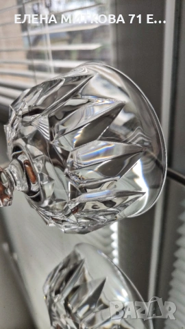 *Cristal d'Arques*Франция сервиз от 6 бр.тежки кристални чаши с диамантена шарка, снимка 7 - Чаши - 54188996