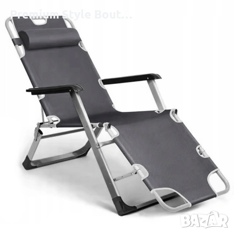 Сгъваем градински шезлонг с мека ватирана възглавница, регулируема облегалка и антикорозионна рамка, снимка 9 - Градински мебели, декорация  - 53891209