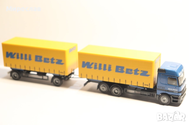HERPA H0 1/87 MERCEDES BENZ  ACTROS WILLI BETZ КАМИОН МОДЕЛ, снимка 7 - Колекции - 51745933