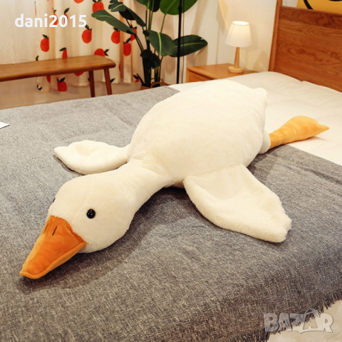 Възглавница във формата на голяма, плюшена, бяла гъска, снимка 1 - Плюшени играчки - 45037202