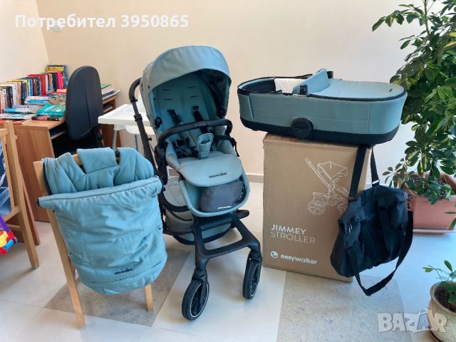 Бебешка количка Easywalker JIMMEY 2 в 1 thyme green + аксесоари  , снимка 1 - Детски колички - 46009080