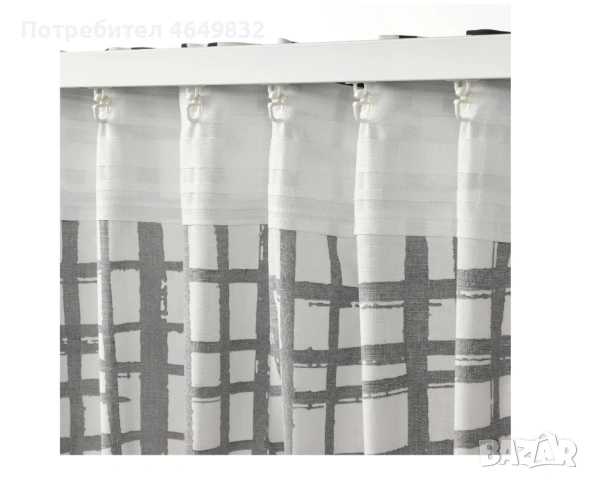 Нови завеси IKEA - 100 % памук GRONKATTFOT с готов перделък, снимка 3 - Пердета и завеси - 53224851