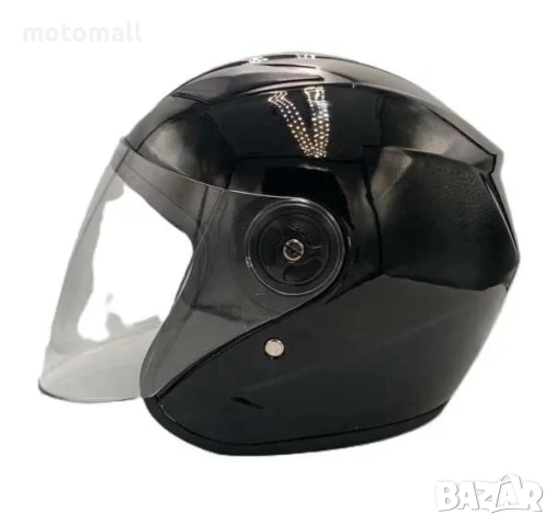Отворена каска за скутер черен гланц 02021, снимка 5 - Аксесоари и консумативи - 53389534
