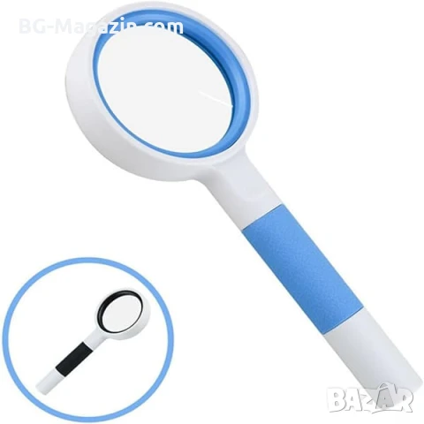 Голяма стъклена увеличителна ръчна лупа с дръжка за четене на книги 3X увеличение голям диаметър , снимка 11 - Други инструменти - 50920282