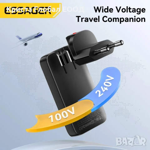 Зарядно Essager ES-CD46 ABS, GaN, 65W, Dual USB-C/USB-A, снимка 6 - Друга електроника - 51254153