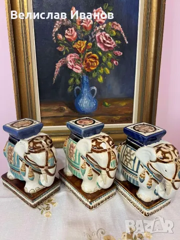 Винтидж керамични слончета в перфектно състояние. 3 броя., снимка 6 - Антикварни и старинни предмети - 49670652