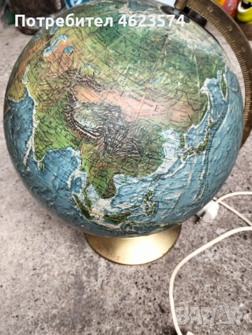 Стара лампа глобус с бронзова стойка, снимка 2 - Антикварни и старинни предмети - 52669941