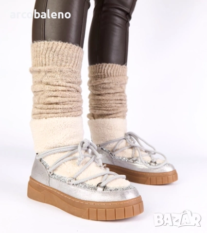 Дамски снежни боти с брокат и подплата от кожа Esmee, 2цвята , снимка 8 - Дамски боти - 52425042