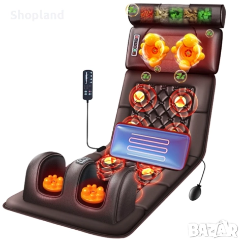 Масажен матрак 5 в 1, медицинска възглавница, топлинен компрес, висока честота на вибрации, PU кожа,, снимка 2 - Масажори - 51819627