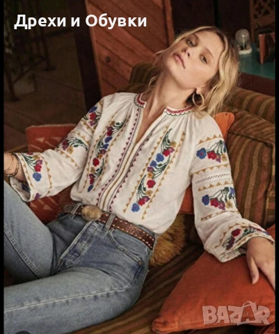 Нова блуза с ръчни бродерии памучна материя , снимка 13 - Блузи с дълъг ръкав и пуловери - 54196521