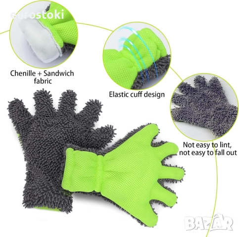 Ръкавица за автомивка, мека двустранна, дишаща ръкавица за почистване на автомобили автомивка, снимка 3 - Аксесоари и консумативи - 52587542
