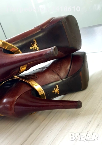 Prada Leather Boots Size 37/1/2 /24см. ОРИГИНАЛ! Дамски Кожени Ботуши!, снимка 5 - Дамски ботуши - 53293645