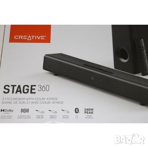 Soundbar Creative STAGE 360, 2.1 + Субуфер, Bluetooth 5.0, Dolby Atmos, снимка 3 - Аудиосистеми - 42993431