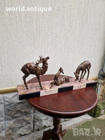 Страхотна антикварна френска фигура статуетка композиция Арт Деко , снимка 5 - Статуетки - 53063334