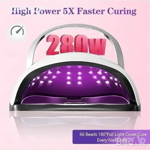 Нова 280W ултравиолетова професионална лампа за гел лак нокти Жени Маникюр, снимка 7 - Продукти за маникюр - 49945117