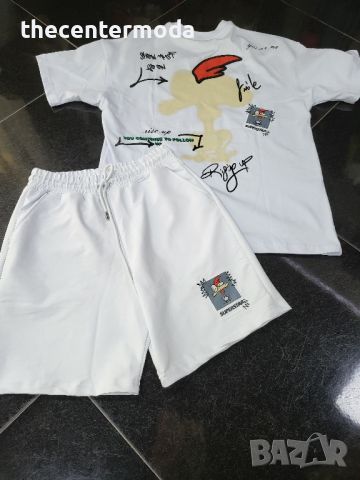 Мъжки бял памучен комплект. , снимка 4 - Спортни дрехи, екипи - 46274100