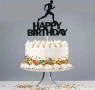 Бягане Ориентиране Атлетика Happy Birthday картонен брокатен топер декор за торта рожден ден украса, снимка 1