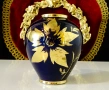 Порцеланова ваза,злато,кобалт,ръчно рисувана. , снимка 4