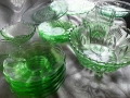 Купи, фруктиера, големи чинии, малки чинии от зелено стъкло, снимка 1