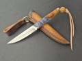 Компактен ловен нож,фултанг дамаска стомана с кожена кания, LN426, снимка 1
