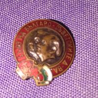 Съюз на българо съветските дружества значка с винт емайл, снимка 3 - Колекции - 45546098