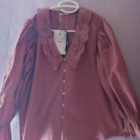 Розова блуза Only с яка, размер М, нова, снимка 4 - Блузи с дълъг ръкав и пуловери - 45207159