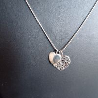 Колие сребърно с ДВА медальона Сърца, снимка 1 - Бижутерийни комплекти - 45202016