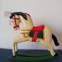 Стара играчка дървен кон, люлеещ, ръчна изработка. , снимка 1 - Колекции - 45890876