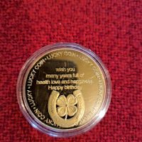 Уникална позлатена монета с пожелание Честит Рожден Ден, снимка 4 - Нумизматика и бонистика - 45445778