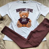 ⭕ Памучен дамски екипи  Teddy bear тениска и клин  , снимка 2 - Спортни екипи - 45461839