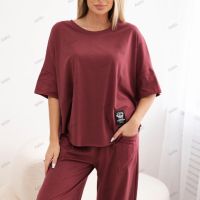 Дамски памучен комплект блуза + панталон, 3цвята , снимка 12 - Комплекти - 45962452