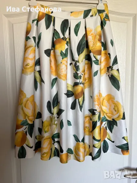 Dorothy Perkins нова елегантна разкошна пола свеж лимонен принт лимони лимон , снимка 1