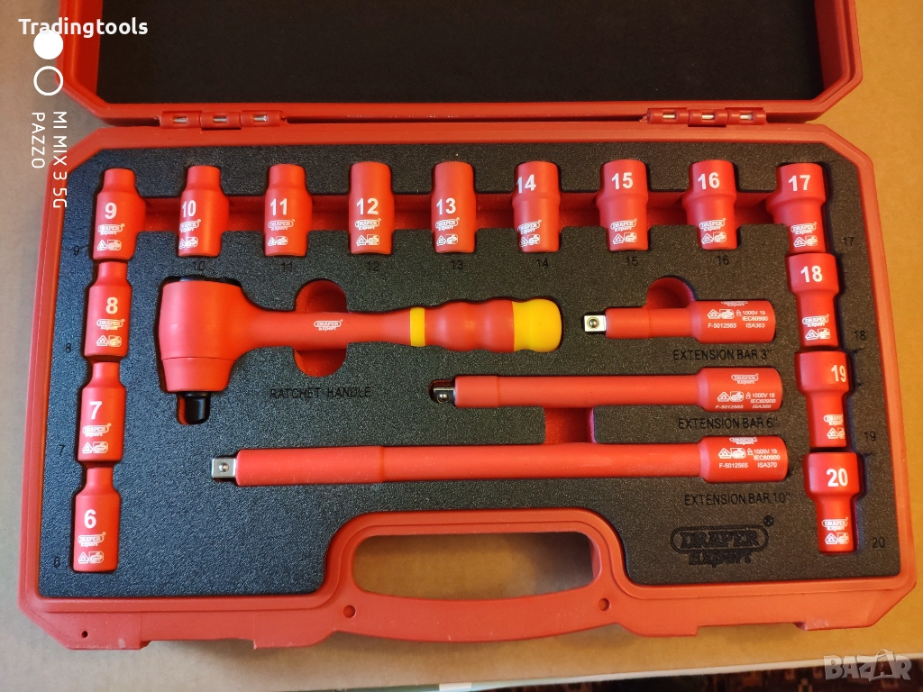 DRAPER EXPERT 3/8 изолирани 1000V гедоре /гидория 19части вложки камъни комплект, снимка 1