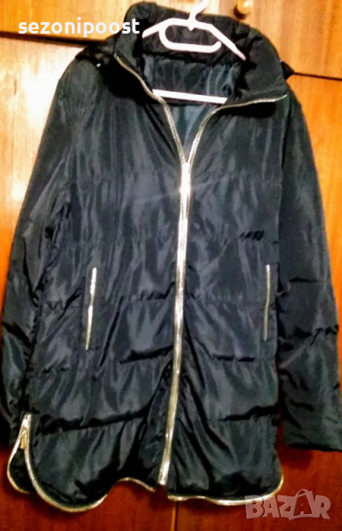 💟Дамско Чисто ново, черно красиво дълго 7/8 Зимно яке със сваляема качулка-Л,ХЛ 💟, снимка 1