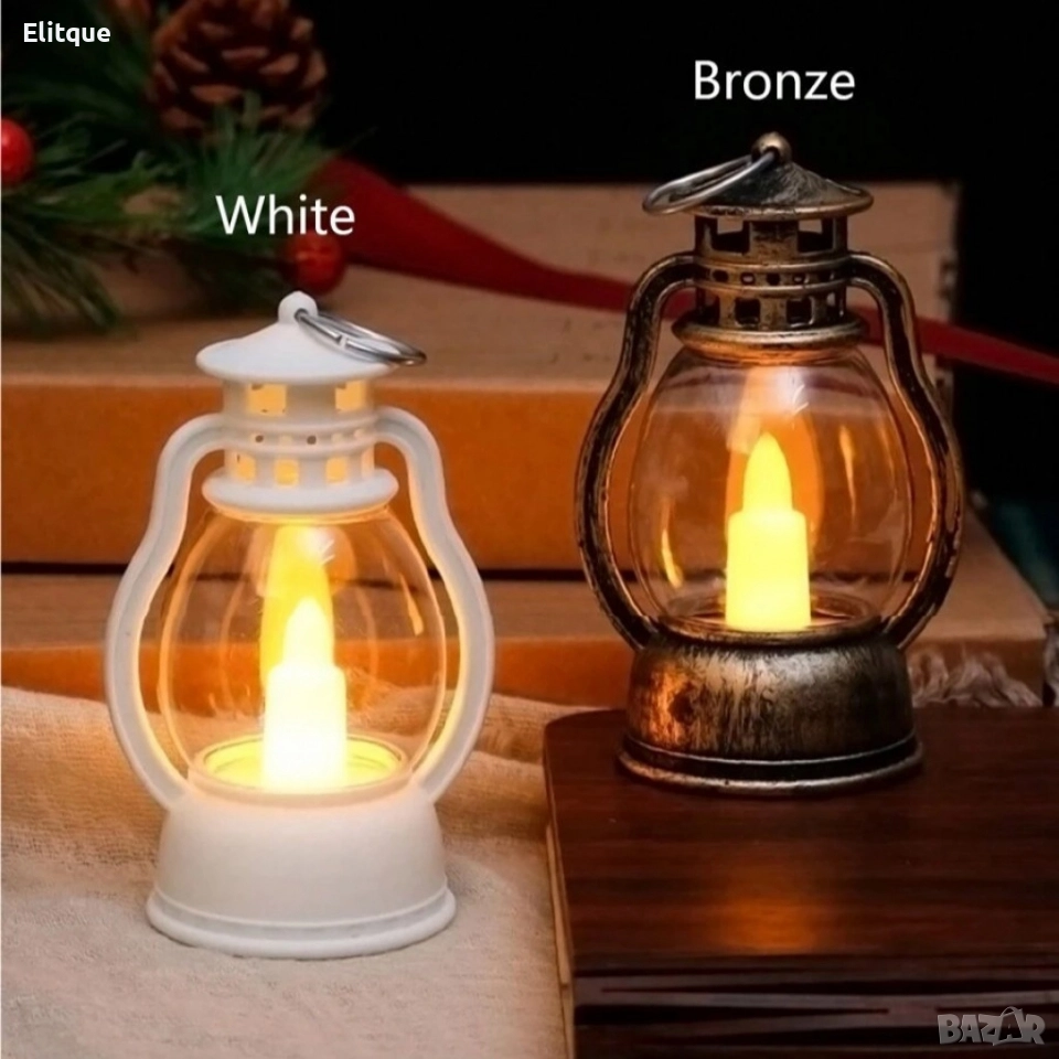 Мини ретро фенер – LED лампа-свещ с безопасна реалистична светлина, снимка 1