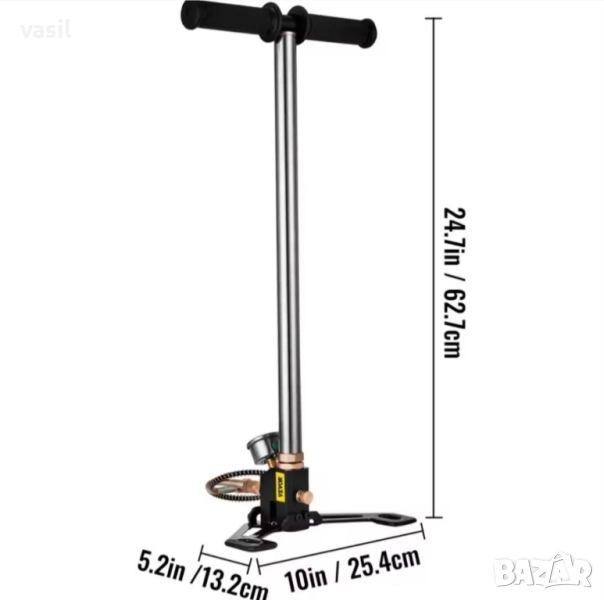 Ръчна помпа VEVOR 3-степенна за PCP въздушна пушка - 4500 PSI, снимка 1