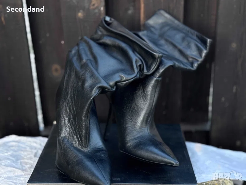 Продаде ни.ZARA дамски кожени ботуши на ток – номер 38, чисто нови с етикет, снимка 1
