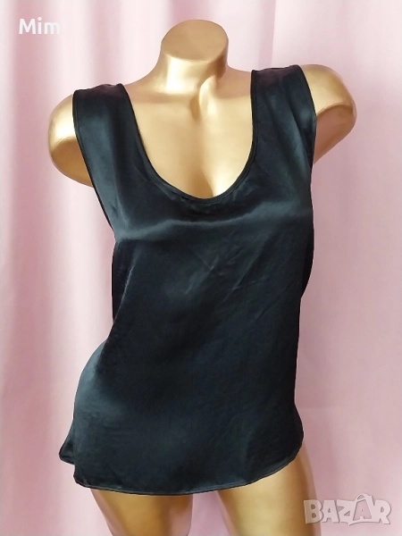 ZARA 2XL Черен сатенен потник / топ/, снимка 1