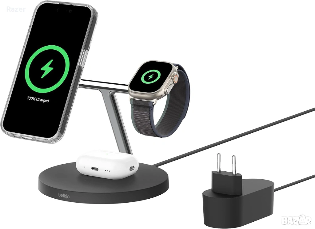 Belkin BoostCharge Pro 3 in 1 Qi2 Wireless, Magsafe Charger 15W, снимка 1