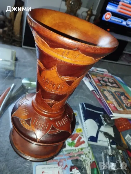 красива ваза дърворезба, снимка 1