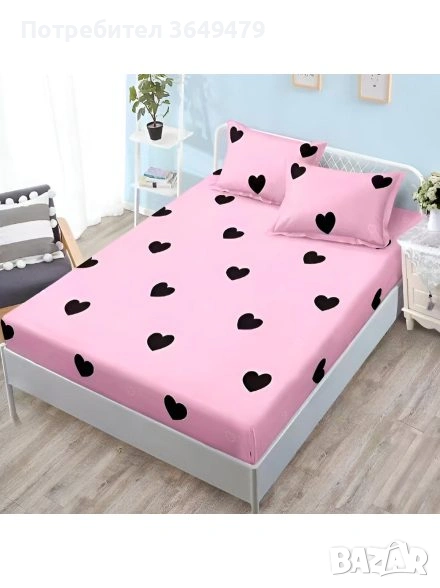 Чаршаф с ластик и 2 калъфки, снимка 1