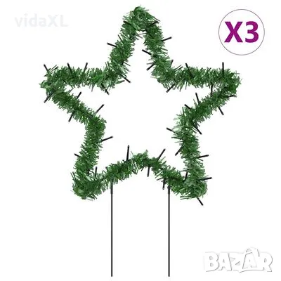 vidaXL Коледни светещи украси звезди с шипове, 3 бр, 50 LED, 29 см, снимка 1