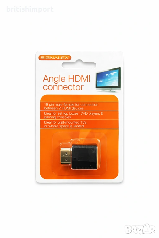 Ъглов 90-градусов HDMI конектор (мъжки към женски), снимка 1