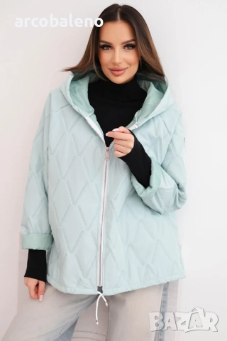 Дамско пролетно ватирано яке с качулка и цип, 9цвята , снимка 2 - Якета - 52869834