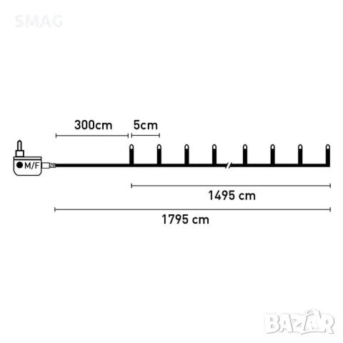 300 LED лампички с програма 17.95m - многоцветни S_1170091, снимка 3 - Лед осветление - 48238448