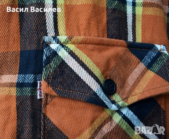 LEVIS мъжко карирано яке обанжево подвижна подплата, снимка 10 - Якета - 51934196