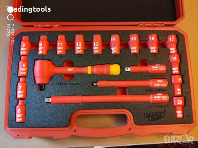 DRAPER EXPERT 3/8 изолирани 1000V гедоре /гидория 19части вложки камъни комплект