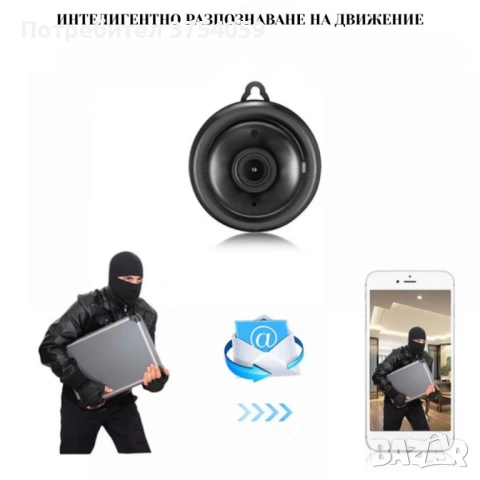 Мини HD камера V380 - Wi-Fi, IR нощно виждане и запис до 64G, снимка 6 - IP камери - 53096945