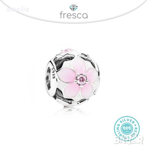 Талисман Fresca по модел тип Пандора сребро проба 925 Pandora Magnolia Bloom Charm. Колекция Amélie, снимка 1 - Други - 36562217
